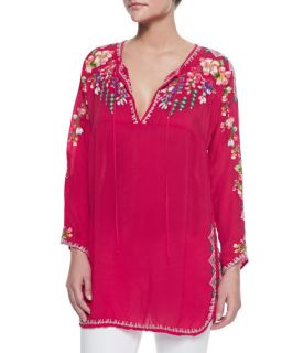 Johnny Was Collection Vanessa Georgette Embroidered Tunic, Plus Size