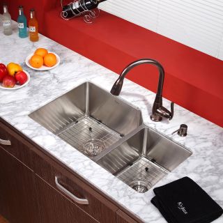 Kraus KHU123 32 KPF2230 KSD30 Double Basin Undermount Kitchen Sink with Faucet   Kitchen Sinks