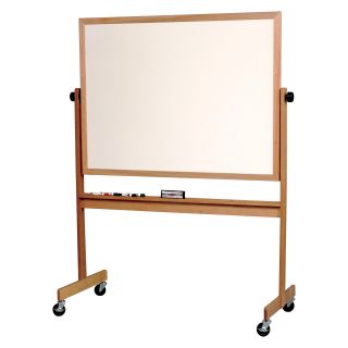 Best Rite Deluxe Reversible Mobile Board with Light Oak Trim   Display & Presentation Easels