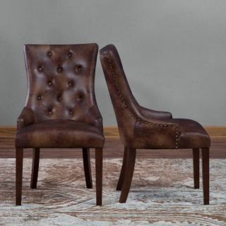 Belham Living Thomas Leather Tufted Dining Chair   Set of 2   Kitchen & Dining Room Chairs