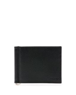 Prada Saffiano Clip Wallet, Black