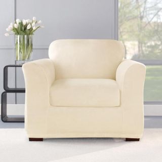 Sure Fit Stretch Plush Cream Chair Slipcover   14975976  