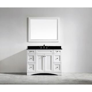 Bologna 48 inch Single Vanity in White with Black Galaxy Granite Top