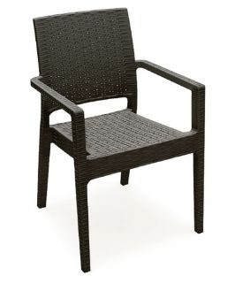 Compamia ISP810 BR Ibiza Resin Wickerlook Dining Armchair   Brown   Set of 2   Outdoor Dining Chairs