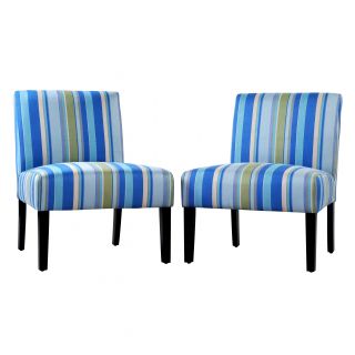 Portfolio Niles Sea Blue Stripe Armless Chair (Set of 2)  