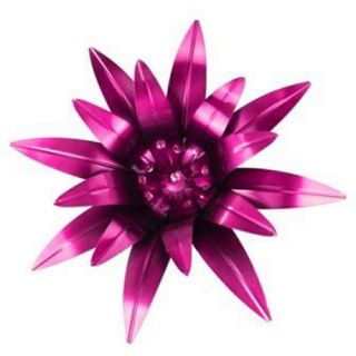 Metal Flower Wall Decor with Rhinestones   Pink   Outdoor Wall Art