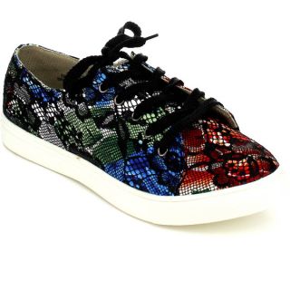 Chase & Chloe ELSA 2 Womens Flower Pattern Lace Overlay Sneakers