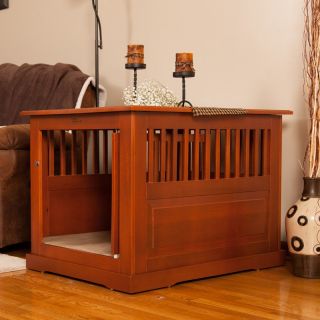 Dynamic Accents Amish Crafted Fortress Oak End Table Pet Crate   Dog Crates