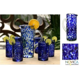 Glass Dotted Blue Pitcher (Mexico)   Shopping   Great