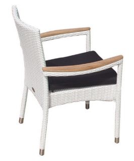 Royal Teak Helena All Weather Wicker Stacking Arm Chair   Outdoor Dining Chairs