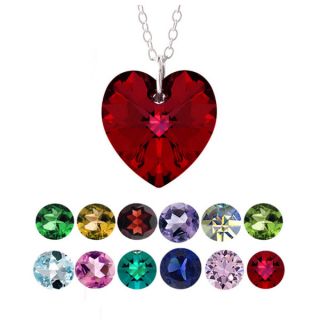 Crystal Ice Sterling Silver Birthstone Crystal Heart Necklace