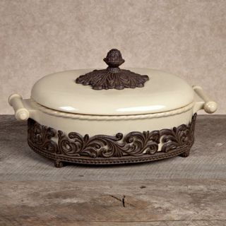 GG Collection Covered Casserole with Metal Base   Cream   Baking Dishes