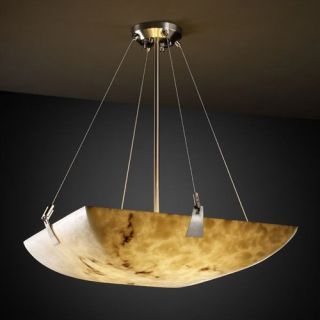 Justice Design Group FAL 9642   Tapered Clips 24" Pendant   Square Bowl Shade   Brushed Nickel   Pendant Lights