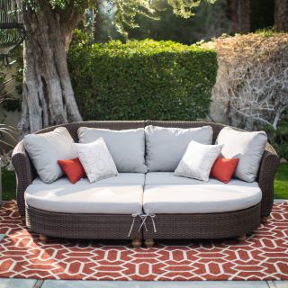 Belham Living Polanco Curved Back All Weather Wicker Sofa Sectional Set   Conversation Patio Sets