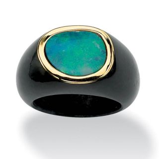 PalmBeach Blue Opal and Black Jade Ring Naturalist  