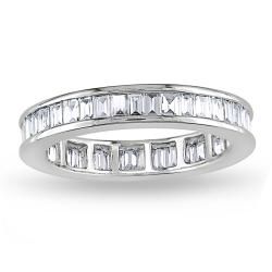 Miadora 18k White Gold 1 1/2ct TDW Baguette Diamond Eternity Ring (G H