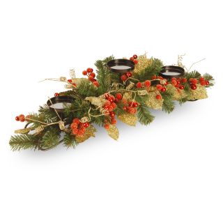 National Tree Company 30 in. Berry/Leaf Vine 3 Candle Holder Centerpiece   Wreaths