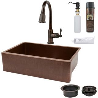 Premier Copper Products KSP2 KASB33229 Single Basin Farmhouse Sink with Faucet   Kitchen Sinks