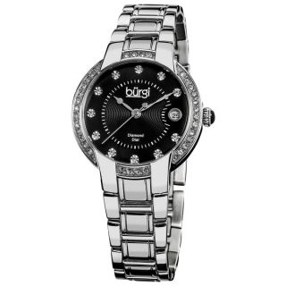 Burgi Womens Stainless Steel Diamond Date Bracelet Watch   16109492
