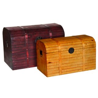 Dark and Light Antique Finished Barn Wood Trunks (Set of 2