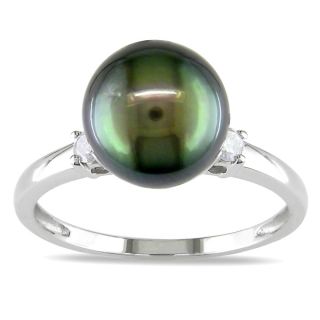 Miadora 10k Gold Tahitian Pearl and 1/10ct TDW Diamond Ring (H I, I2