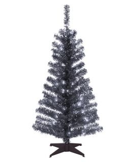4 ft. Black Tinsel Pre Lit Full Christmas Tree   Christmas Trees