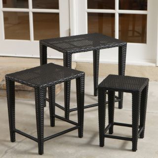 Black All Weather Wicker Nesting End Tables   Set of 3   Plant Stands