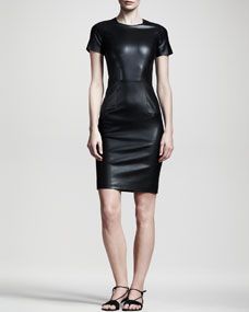THE ROW Shiny Leather Dress, Black