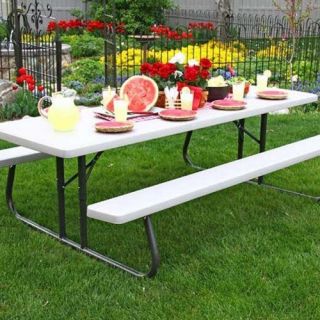 Lifetime Products 8 ft. Folding Putty Picnic Table   Picnic Tables