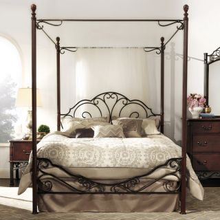 TRIBECCA HOME LeAnn Graceful Scroll Iron Metal Queen sized Canopy