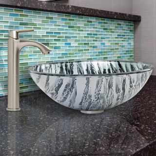 Rising Moon Glass Vessel Bathroom Sink and Linus Faucet Set