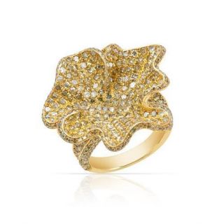 Fashion Diamond Bold Flower Ring 4.40ct TDW 14K Yellow Plated Sterling