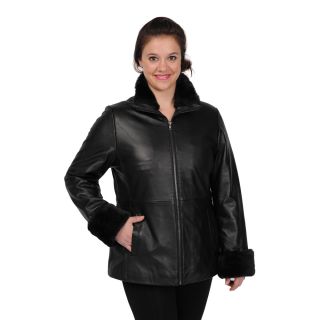 Excelled Womens Lambskin Leather Scuba Jacket   Shopping
