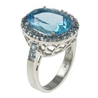 Glitzy Rocks Sterling Silver 7 CTW London Blue Topaz Cocktail Ring