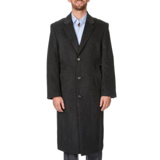 Pronto Moda Mens Harvard Charcoal Herringbone Full length Coat