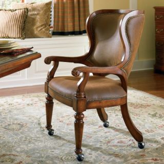 Hooker Furniture Waverly Place Tall Wing Back Upholstered Caster Chair   Dining Chairs