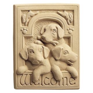 Welcome Puppies Wall Plaque   Outdoor Wall Art