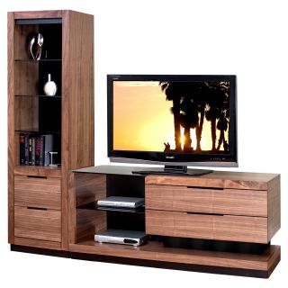 Stratus 2 Piece 81 in. Entertainment Center with Open Pier by Martin Home Furnishings   Walnut Finish   Entertainment Centers