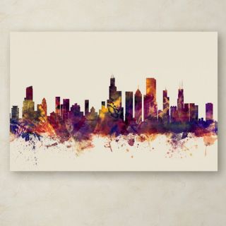 Chicago Illinois Skyline by Michael Tompsett Graphic Art on Wrapped