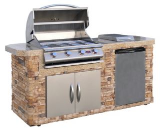 Cal Flame 7 ft. BBQ Island with Gas Grill   Autumn Pro Fit Stone