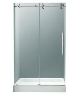 Vigo VG604160WM 59.75W x 79.75H in. Clear Glass Shower Door with Base