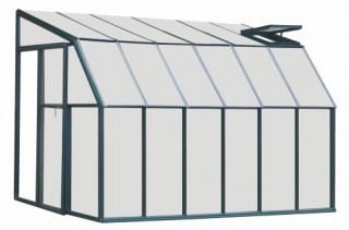 Rion Sunroom Translucent 6.42 x 12.58 ft. Lean To Green Dual Polycarbonate Frame Greenhouse Kit