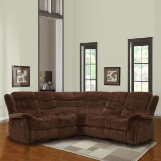 TRIBECCA HOME Grayson Chocolate Velvet Double Recliner Sectional