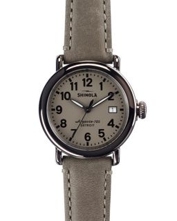Shinola The Runwell Stainless Steel Watch with Gray Leather Strap, 36mm
