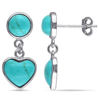 Miadora Sterling Silver Turquoise Heart Dangle Earrings   17191118