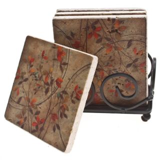 Thirstystone Autumn Leaves Travertine Drink Coaster Set  