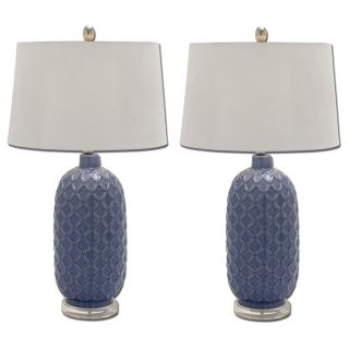 Bella Blue Trellis Ceramic Table Lamp (Set of 2)   Shopping