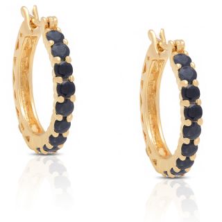 Dolce Giavonna Gold Over Sterling Silver Gemstone Hoop Earrings in Red