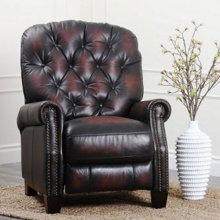 Abbyson Living Amden Hand Rubbed Top Grain Leather Pushback Recliner   Recliners