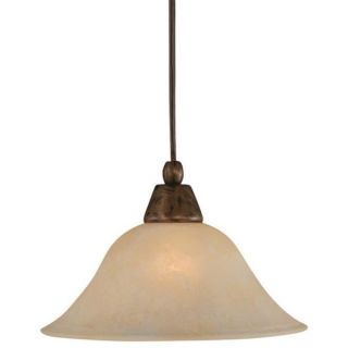 Cambridge 1 Light Bronze 7 in. Pendant with Amber Marble Glass